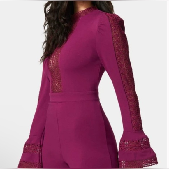 BEBE Ruffle Bell Sleeve Romper, size Small, NWT - Picture 2 of 13